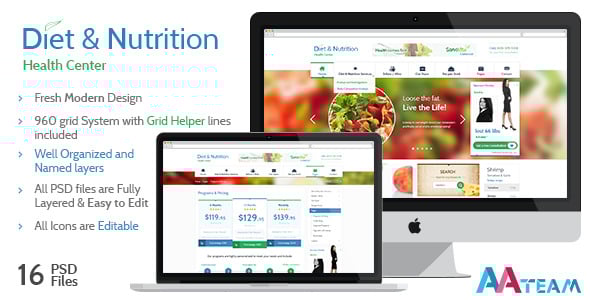 Diet & Nutrition Health Center – PSD Template