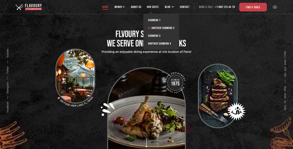 FLAVOURY - Restaurant / Steakhouse PSD Template