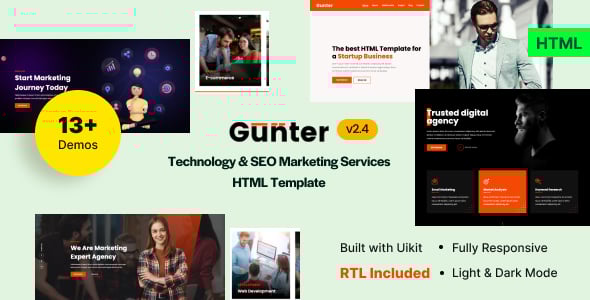 Gunter - Technology & SEO Marketing Services HTML Template