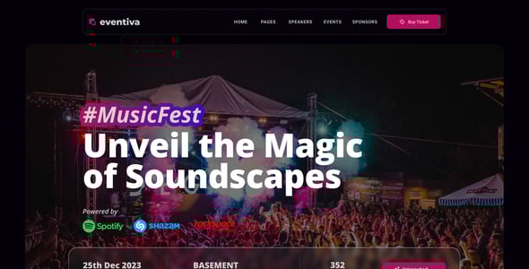 Eventiva - Music & Bands Bootstrap 5 HTML Events Landing Page Template for DJ Live Concert Festivals