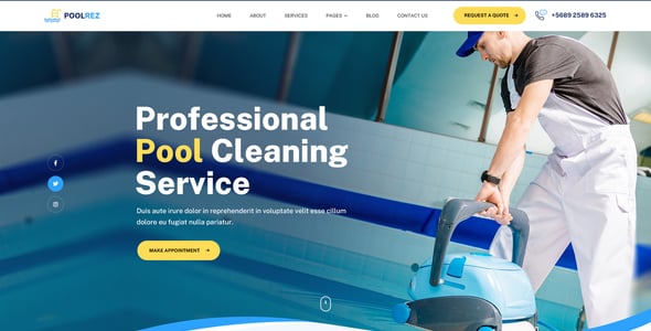 Poolrez | Pool Cleaning PSD Template