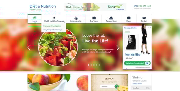 Diet & Nutrition Health Center – PSD Template