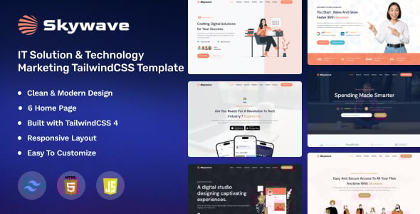 Skywave - Solution & Technology Marketing TailwindCSS 4 Template
