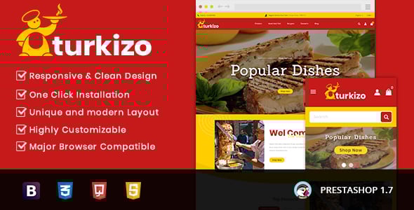 Turkizo - Food Store Prestashop 1.7 - 9.x  Responsive Theme