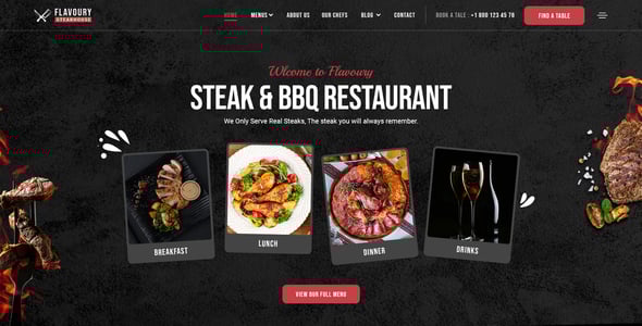 FLAVOURY - Restaurant / Steakhouse PSD Template