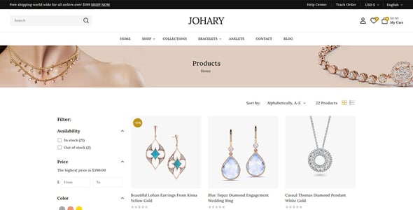 Johary - Handmade Jewelry Store Shopify 2.0 Responsive Theme