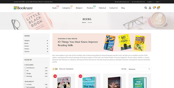 Bookraze - Books and Stationery Store Prestashop Responsive Theme