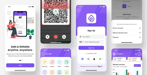 Finance & Online Payment Mobile App PWA HTML Template | PayFast E-Wallet