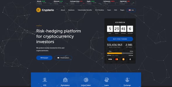 Crypterio - NFT and Crypto Landing Page WordPress Theme