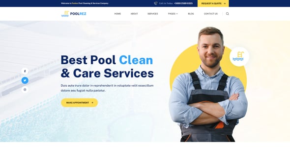 Poolrez | Pool Cleaning PSD Template