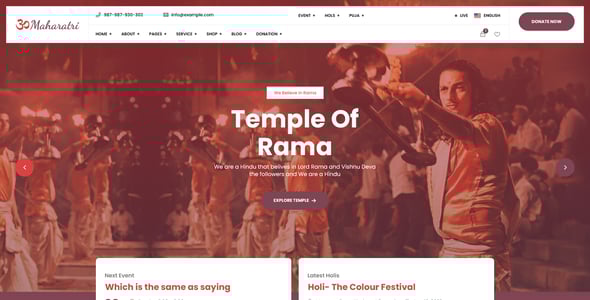 Maharatri - Hindu Temple PSD Template