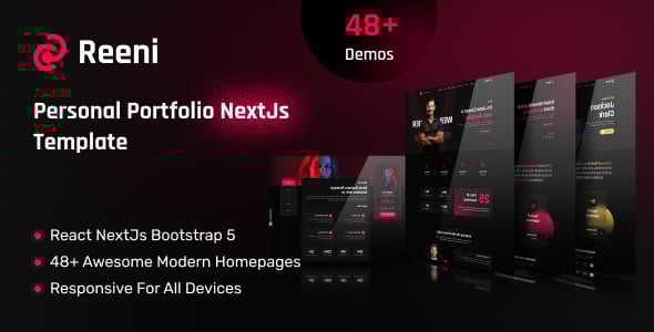 Reeni – Personal Portfolio CV & Resume React NextJs Template