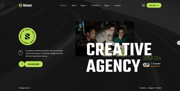 Blunor – Creative Agency & Portfolio WordPress Theme