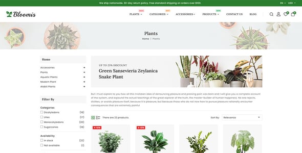 Bloomis - Plants & Nursery Store PrestaShop Responsive Theme
