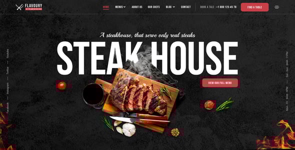 FLAVOURY - Restaurant / Steakhouse PSD Template