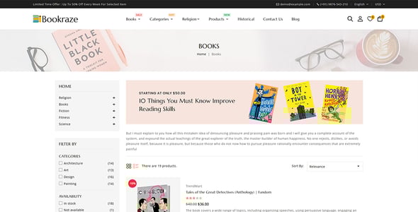 Bookraze - Books and Stationery Store Prestashop Responsive Theme