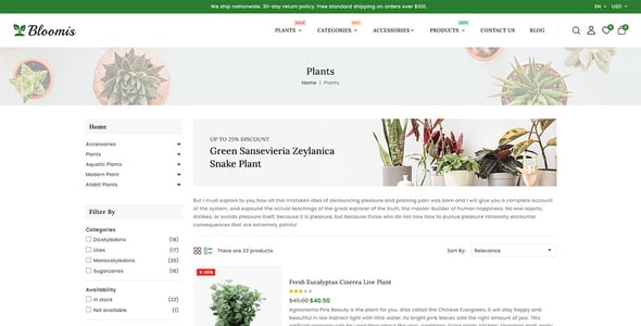 Bloomis - Plants & Nursery Store PrestaShop Responsive Theme