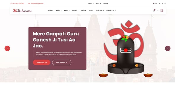 Maharatri - Hindu Temple PSD Template