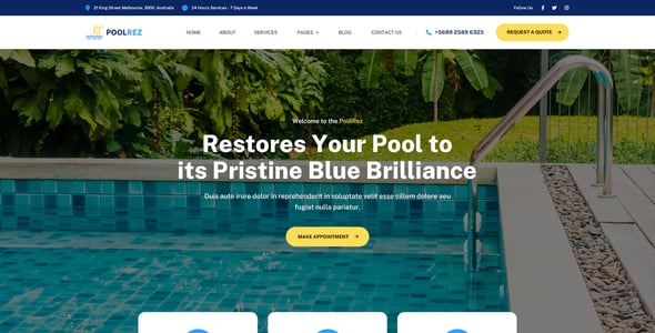 Poolrez | Pool Cleaning PSD Template