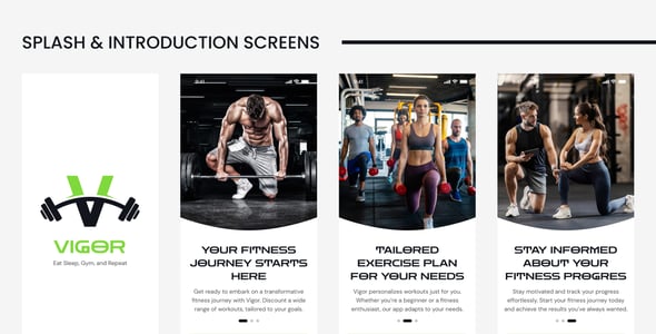 Fitness & Gym Workout Mobile App PWA HTML Template - Vigor