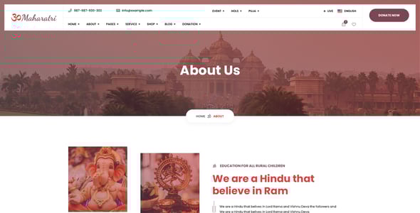 Maharatri - Hindu Temple PSD Template