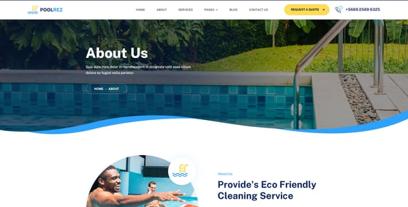 Poolrez | Pool Cleaning PSD Template