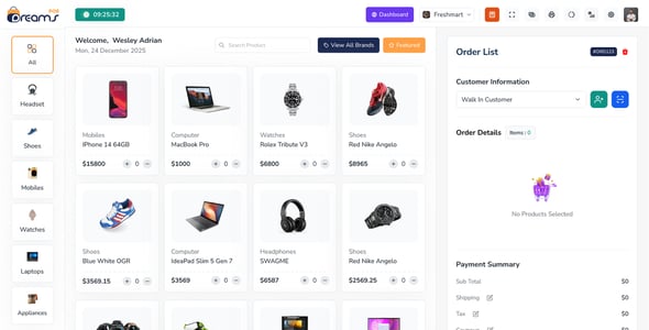 DreamsPOS - POS & Inventory Management Admin Dashboard (HTML, Angular 19, React 19, Vue, Laravel 12)
