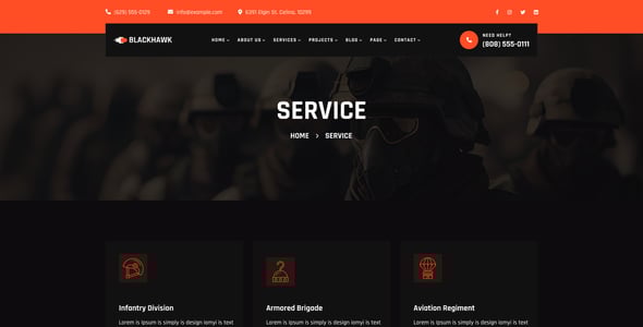 BlackHawak - Military Service React Template