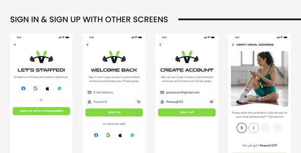Fitness & Gym Workout Mobile App PWA HTML Template - Vigor