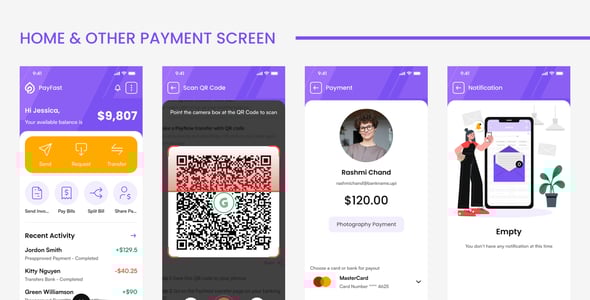 Finance & Online Payment Mobile App PWA HTML Template | PayFast E-Wallet
