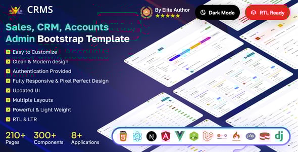 CRMS - Sales, CRM & Accounting Template in HTML, Laravel, Vue, React, Angular