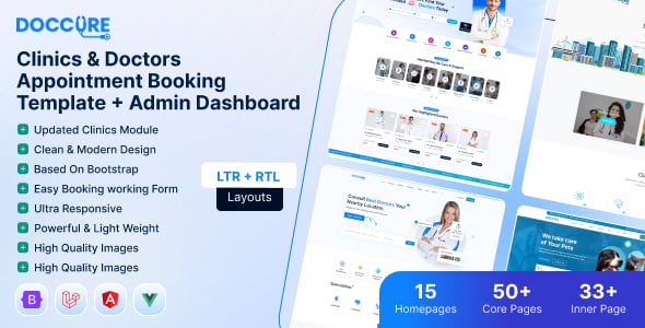 Doccure - Doctor & Clinic Booking Template with Admin Panel (HTML, Angular, Vue, Laravel)