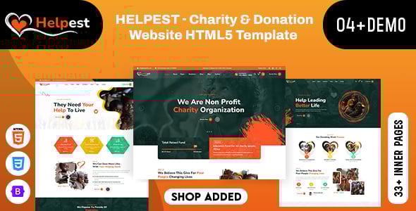 Helpest - Charity & Donation Website HTML5 Template