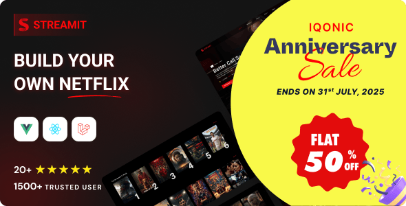 Streamit | Video Streaming VueJS, React JS, Laravel, HTML Admin Template + RTL
