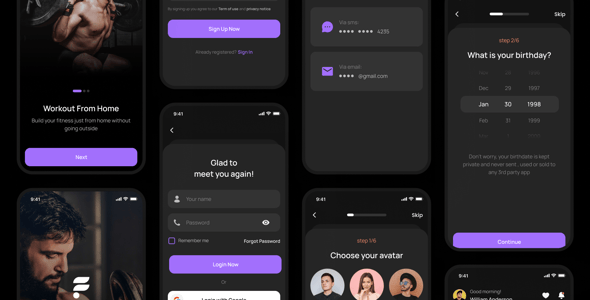 Fitly - FItness Mobile App UI Kit
