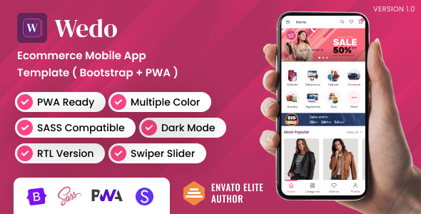 Wedo - Ecommerce Mobile App Bootstrap Template
