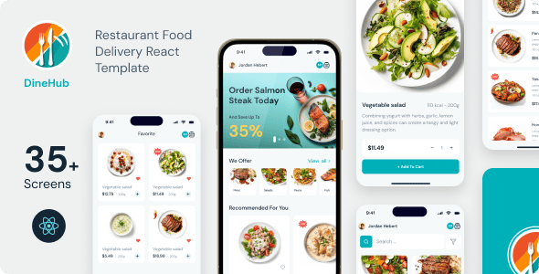 DineHub - Restaurant Food Delivery React Mobile App | PWA