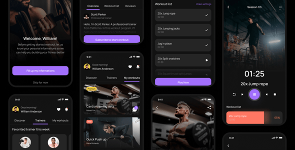 Fitly - FItness Mobile App UI Kit