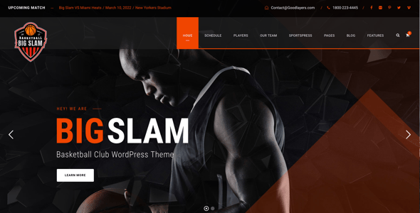 Big Slam Sport Clubs - Soccer WordPress