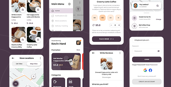 Biji - Coffee Shop Mobile App Framework7 Template
