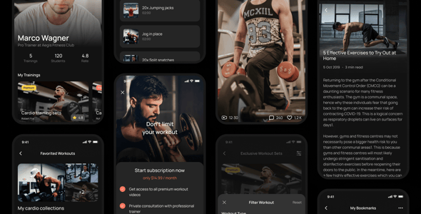Fitly - FItness Mobile App UI Kit