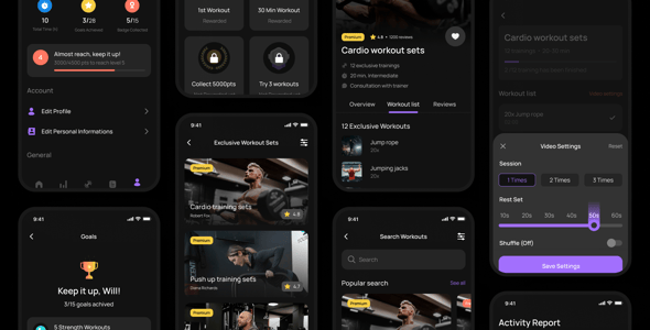 Fitly - FItness Mobile App UI Kit