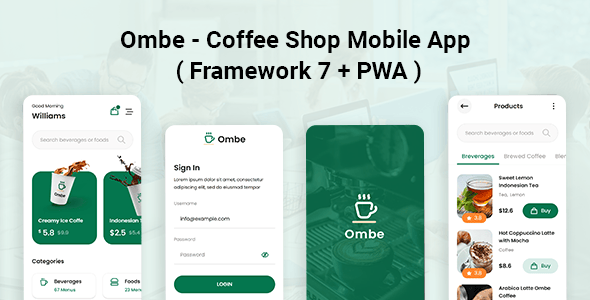 Ombe - Coffee Shop Mobile App Template