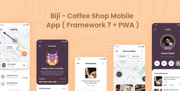 Biji - Coffee Shop Mobile App Framework7 Template