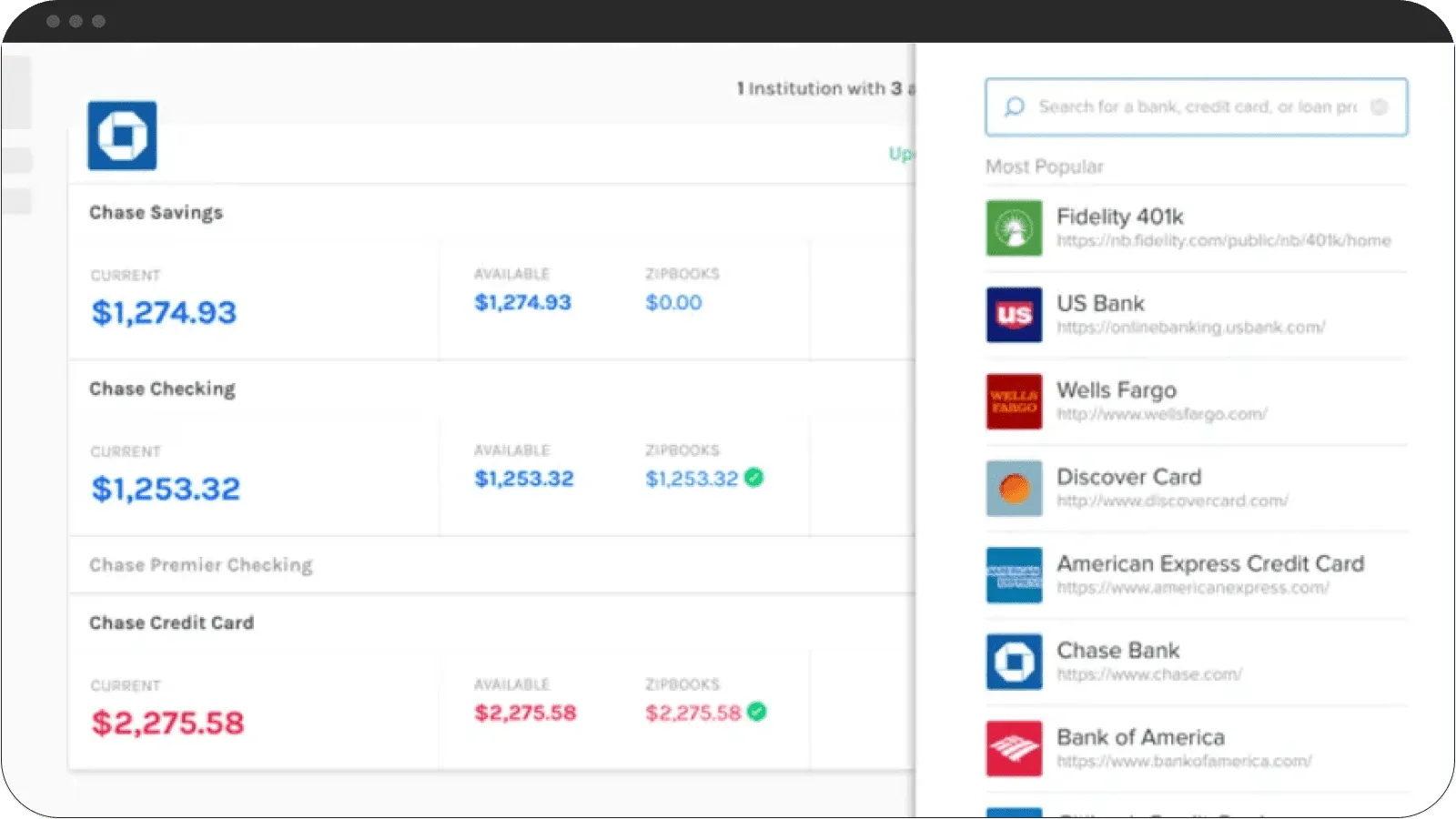 Add bank accounts to the accounting software