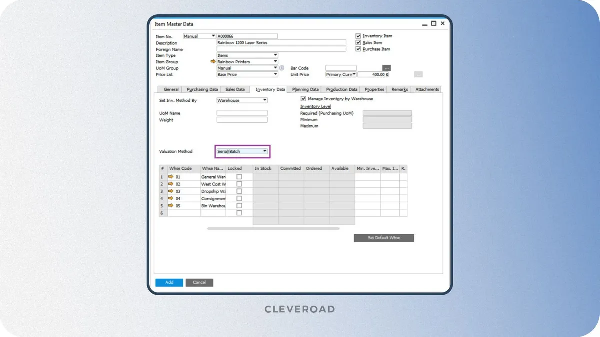 Batch and serial number feature within inventory management software development