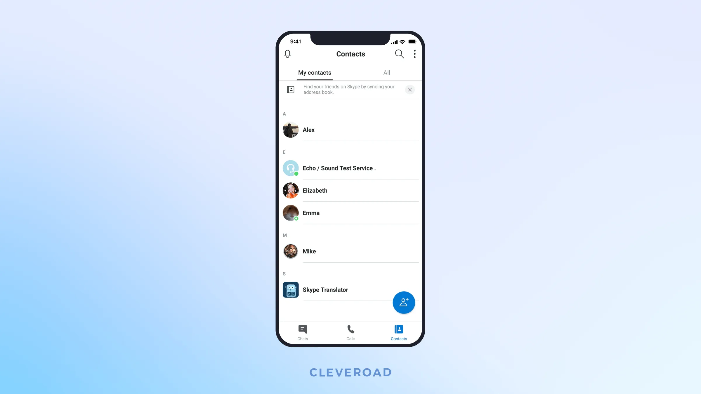 Video chat app development: contact list